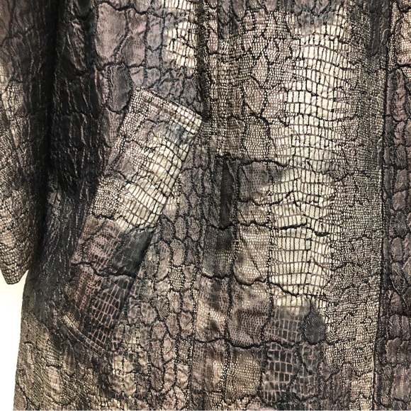 Erin London W Size M Lightweight Brown/Tan 3/4 Sleeve Crocodile Pattern Jacket - Picture 6 of 6